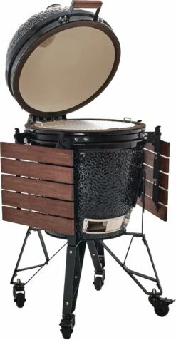 The Bastard Keramikgrill Classic Large - Complete - Schwarz Glänzend - Modell 2023 -Grillfuerst Speichern Bastard Grill Large Complete Deckel Seitentische BC201