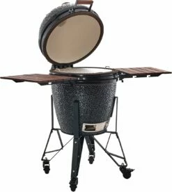 The Bastard Keramikgrill Classic Large - Complete - Schwarz Glänzend - Modell 2023 -Grillfuerst Speichern Bastard Grill Large Complete Deckel offen BC201