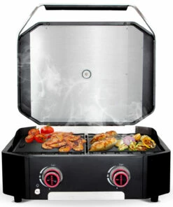 COZZE Plancha 600 / Plancha Grill Mit 2 Gusseisen Grillplatten -Grillfuerst Speichern COZZE Plancha 600 2 Brenner Gasgrill Food