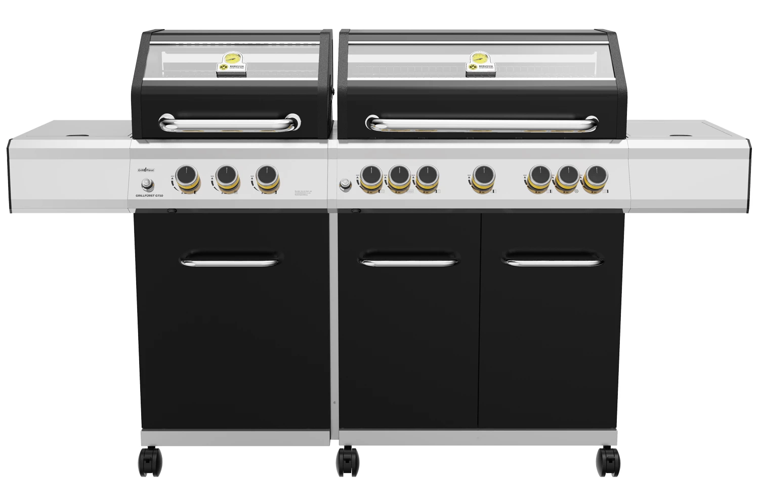 Grillfürst G750G Borussia Dortmund Edition 7-Brenner Doppelkammer - Gasgrill Mit Hochtemperaturbrenner, Seitenkocher, Heckbrenner Und Gusseisen Roste 3 Grillfürst G750G Borussia Dortmund Edition 7-Brenner Doppelkammer - Gasgrill Mit Hochtemperaturbrenner, Seitenkocher, Heckbrenner Und Gusseisen Roste