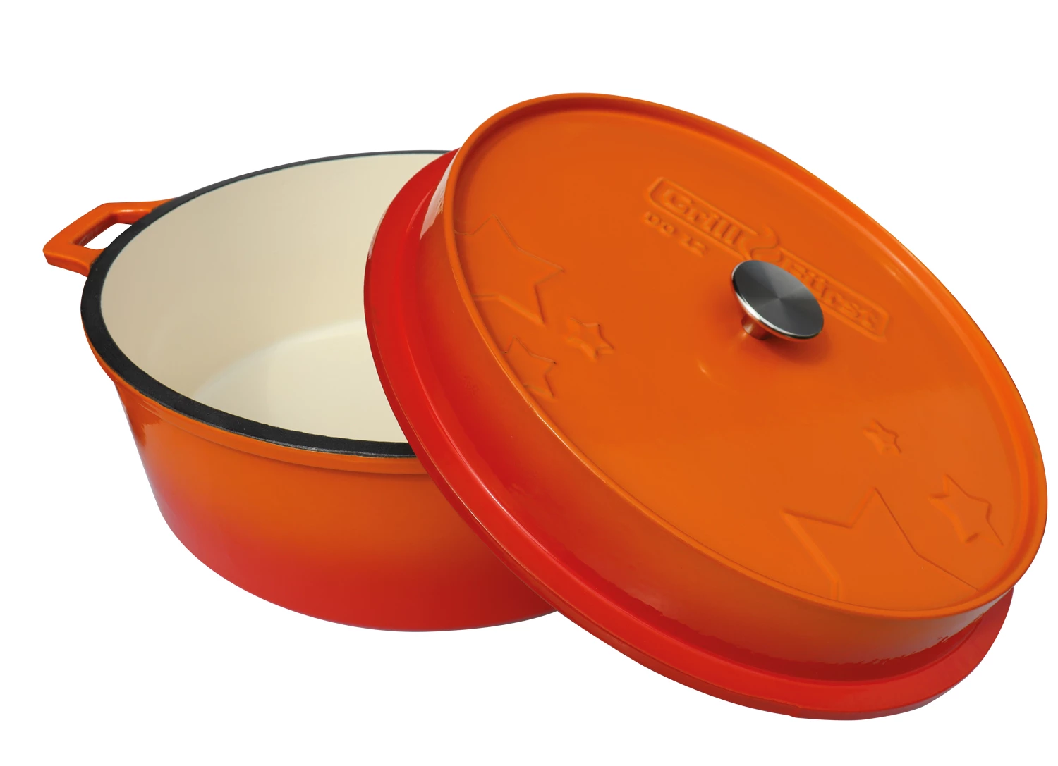 Grillfürst Emaillierter Dutch Oven Ohne Füsse DO12 - Orange 3 Grillfürst Emaillierter Dutch Oven Ohne Füsse DO12 - Orange