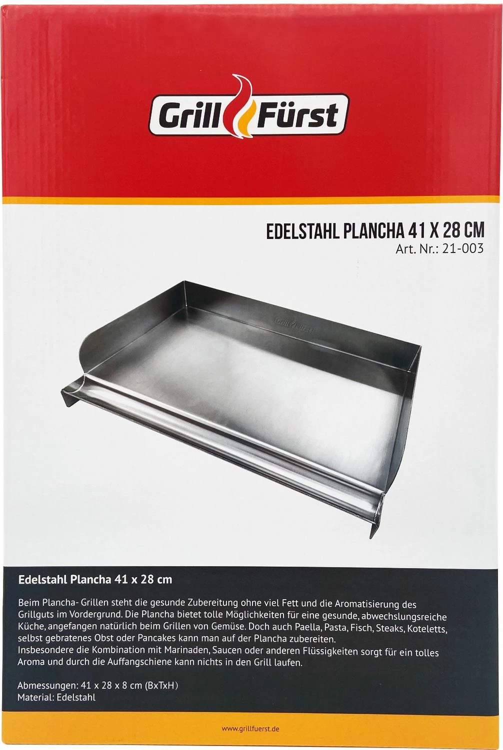 Grillfürst Edelstahl Plancha / Grillplatte / Teppanyaki Pfanne Größe M - 41 X 28 Cm 4 Grillfürst Edelstahl Plancha / Grillplatte / Teppanyaki Pfanne Größe M - 41 X 28 Cm – Bild 2