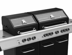 Grillfürst G750G 7-Brenner Doppelkammer - Gasgrill Mit Hochtemperaturbrenner, Seitenkocher, Heckbrenner Und Gusseisen Rosten -Grillfuerst Speichern Grillfuerst G750 Doppelkammer Gasgrill Garraum getrennt