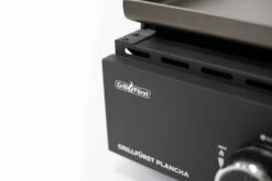 Grillfürst Plancha Grill - 2 Brenner Mit Insgesamt 7 KW Und Edelstahl Plancha - Inkl. 2 Stk. Plancha Spatel Und Grillzange -Grillfuerst Speichern Grillfuerst Gas Planchagrill Blende schwarz