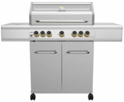 Grillfürst G521G 5-Brenner Edelstahl-Gasgrill Borussia Dortmund Edition Mit Hochtemperaturbrenner, Heckbrenner Und Gusseisen Rosten