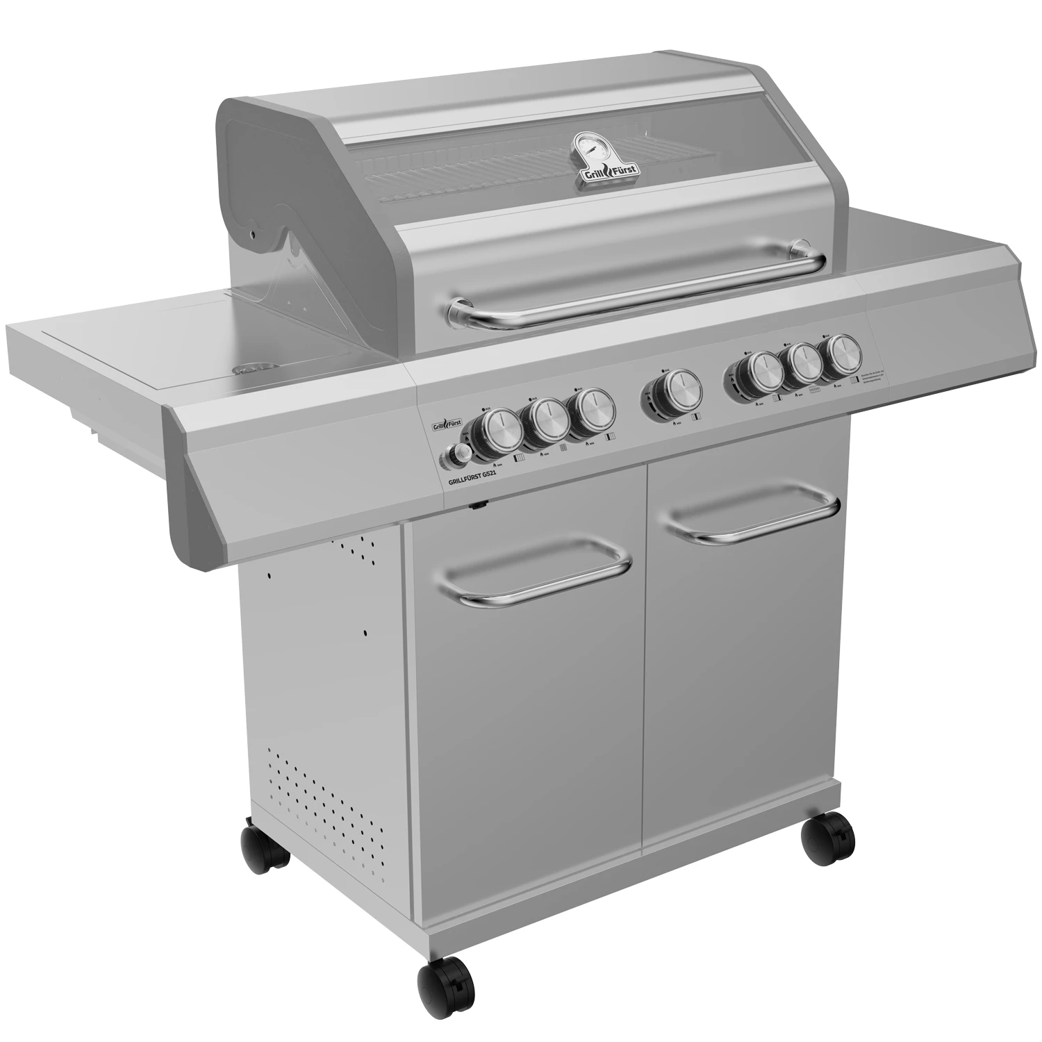 Grillfürst G521G 5-Brenner Edelstahl-Gasgrill Mit Hochtemperaturbrenner, Heckbrenner Und Gusseisen Rosten - X-DEAL Inkl. Zubehörpaket 4 Grillfürst G521G 5-Brenner Edelstahl-Gasgrill Mit Hochtemperaturbrenner, Heckbrenner Und Gusseisen Rosten - X-DEAL Inkl. Zubehörpaket – Bild 2