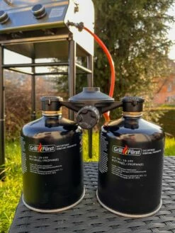 Grillfürst Kombi Kartuschen-Druckregler 50 Mbar - X-DEAL Inkl. 12 Grillfürst Gaskartuschen -Grillfuerst Speichern Grillfuerst Kombi Kartuschen Druckregler Kompaktgrill