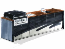 Grillfürst Outdoor Küche Aus HPL Inkl. Theke (360 Cm X 90 Cm) - Mit Einbaugrill, Spüle, Wokbrenner Und LED Beleuchtung
