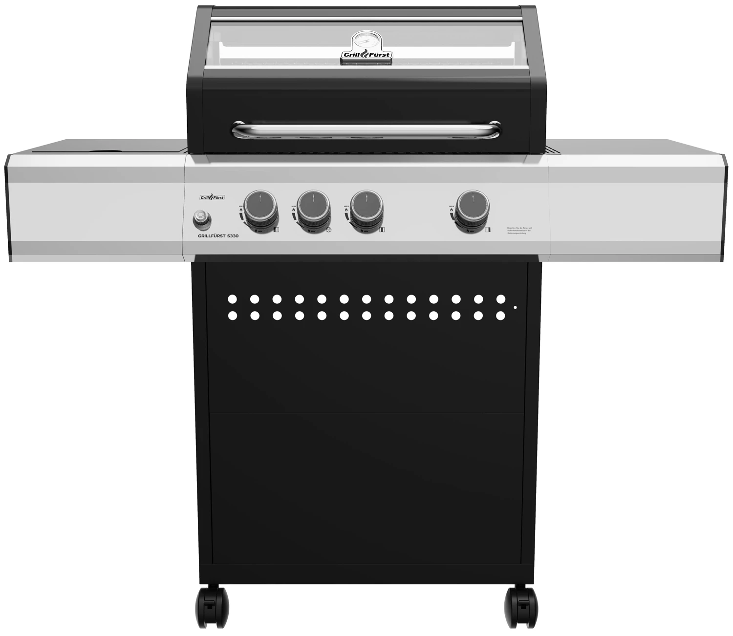 Grillfürst S330G 3-Brenner Gasgrill Mit Seitenkocher Und Gusseisen Rosten Inkl. Abdeckhaube 3 Grillfürst S330G 3-Brenner Gasgrill Mit Seitenkocher Und Gusseisen Rosten Inkl. Abdeckhaube