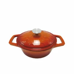Grillfürst Dutch Oven Sternentöpfchen / Gusseisen Bräter - Emailliert - S - Orange