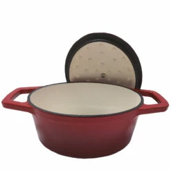 Grillfürst Dutch Oven Sternentöpfchen / Gusseisen Bräter - Emailliert - S - Rot -Grillfuerst Speichern Grillfuerst Sternentoepfchen rot Braeter S 20 201 Deckel offen