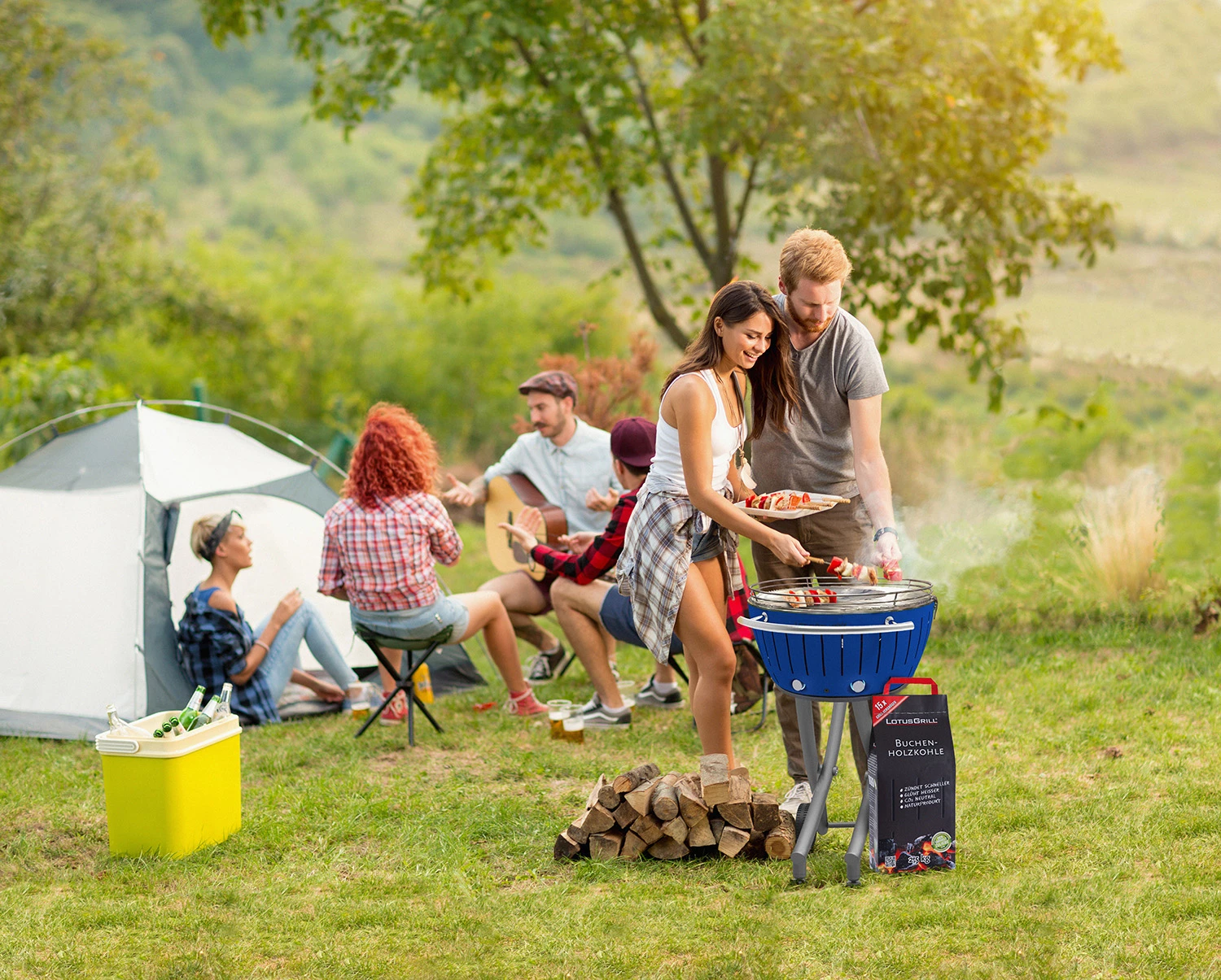 LotusGrill XXL - Holzkohle Grillstation - Tiefblau 3 LotusGrill XXL - Holzkohle Grillstation - Tiefblau