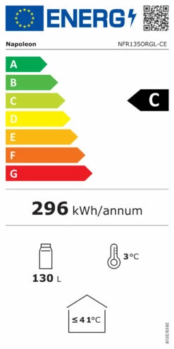 Napoleon Outdoor - Kühlschrank, 135 Liter, Rechtsdrehende Tür Mit Doppelverglasung Und LED Beleuchtung - Wasserdicht Nach IP24 -Grillfuerst Speichern Napoleon Kuehlschrank Energieeffizienz