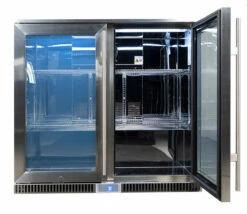 Napoleon Outdoor - Kühlschrank, 210 Liter, 2-türig Mit Doppelverglasung Und LED Beleuchtung - Wasserdicht Nach IP24 -Grillfuerst Speichern Napoleon Outdoor Kueche Kuehlschrank leer Tuer offen rechts