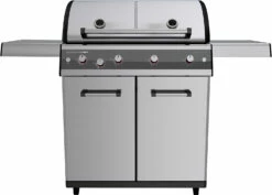 Outdoorchef Dualchef S 425 G Edelstahl Gasgrill Mit Seitenkocher + Blazing Zone Infrarotbrenner + DGS Gusseisen Grillrost 2 Stk. + DGS Gemüse Grillrost 2 Stk. -Grillfuerst Speichern Outdoorchef Dualchef Gasgrillstation