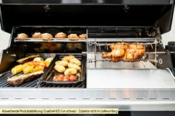 Outdoorchef Dualchef S 425 G Edelstahl Gasgrill Mit Seitenkocher + Blazing Zone Infrarotbrenner + DGS Gusseisen Grillrost 2 Stk. + DGS Gemüse Grillrost 2 Stk. -Grillfuerst Speichern Outdoorchef Dualchef S 425 G Zone Divider Drehspiess