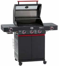 Rösle Videro G3-S VARIO+ Schwarz Gasgrill - FC Bayern Edition - Inkl. FC Bayern Abdeckhaube, Barbecue Grillzange Und Burgerpresse -Grillfuerst Speichern Roesle Videro G3 S FC Bayern Deckel offen 1