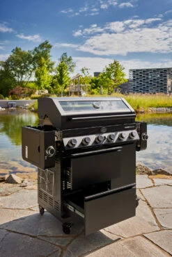 Rösle Gasgrill Videro Pro G6-S Vario+ Mattschwarz - Modell 2023 -Grillfuerst Speichern Roesle Videro Pro G6 S Seitenablagen abgeklappt