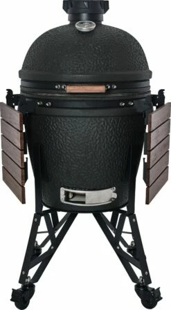 The Bastard Keramikgrill Urban Large - Complete - Schwarz Matt - Modell 2023 -Grillfuerst Speichern The Bastard Urban Large Keramikgrill BU201 Seitentische abgeklappt