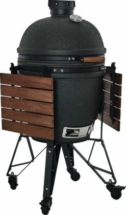 The Bastard Keramikgrill Urban Large - Complete - Schwarz Matt - Modell 2023 -Grillfuerst Speichern The Bastard Urban Large Keramikgrill Seitentische abgeklappt