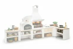 Palazzetti Gartenküche: Modul 2- Flammige Gaskochstelle Mit Edelstahl Abdeckung, Marmortech Rot